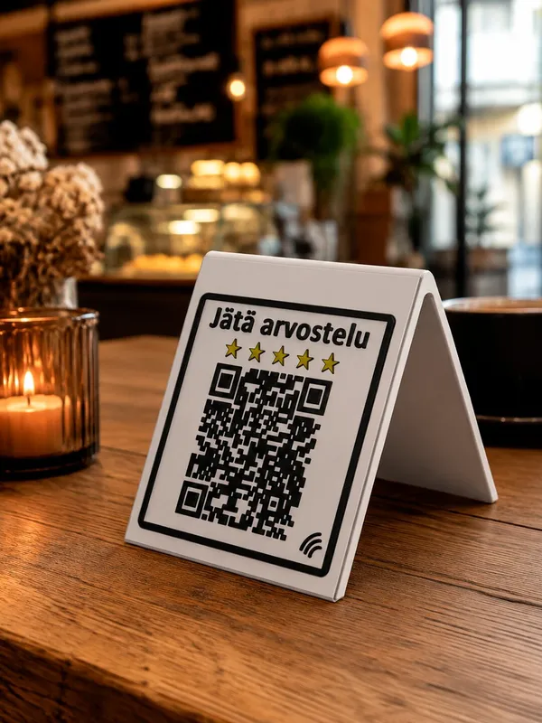 Review Stand · QR + NFC